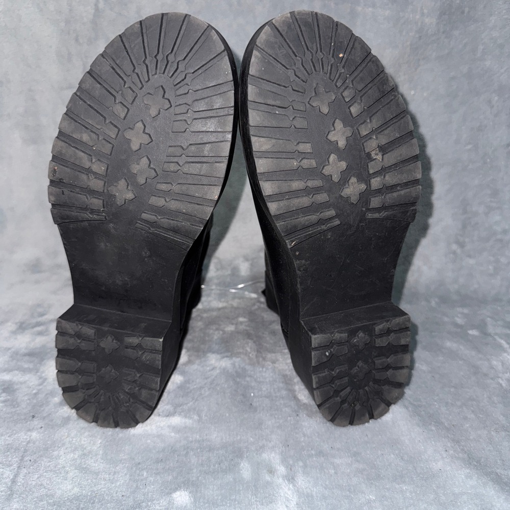 American Eagle Women Chelsea Platform Ankle Boots 9 Black Faux Leather Lug Sole - Picture 2 of 7